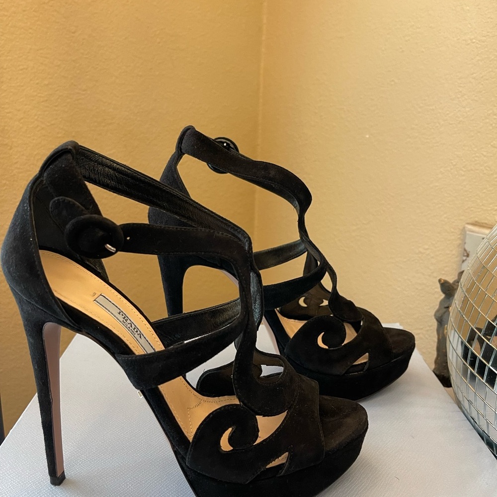 Prada Baroque Suede Platform Sandals